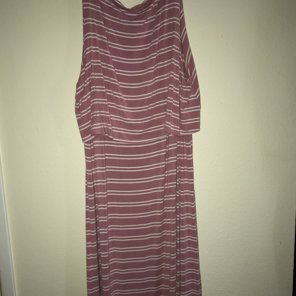 Striped pink maxi dress